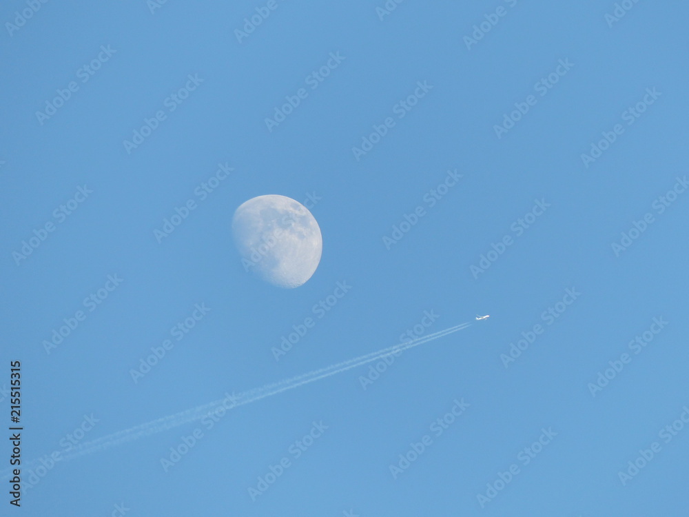 Plane flying past the moon 1 Plane flying past the moon 1