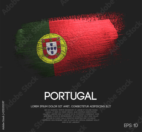 Portugal Flag Made of Glitter Sparkle Brush Paint Vector