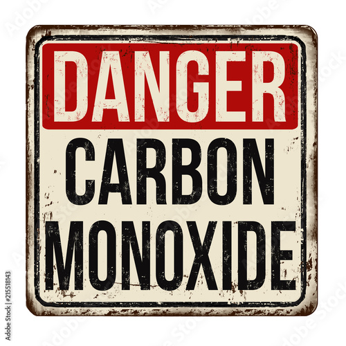 Danger carbon monoxide  vintage rusty metal sign photo