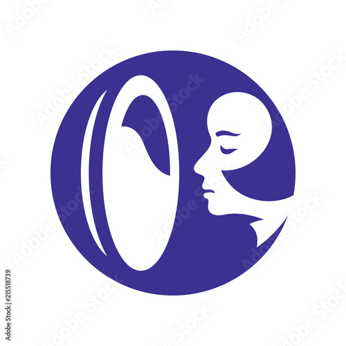 Woman with mirror sign.