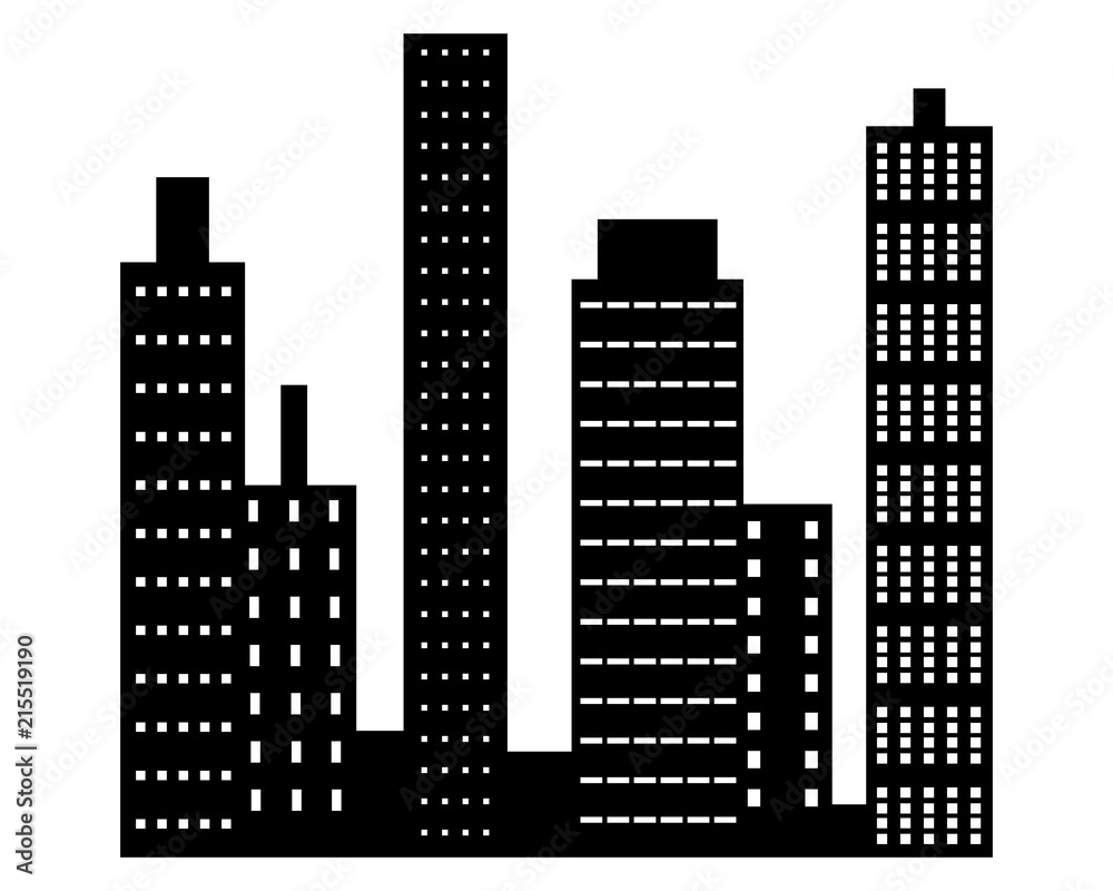 City skyscrapers pictogram vector icon 