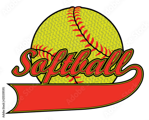 Softball With Banner and Textured Ball is an illustration of a softball design including a banner for your name or your team name. Can be used by you or your team.