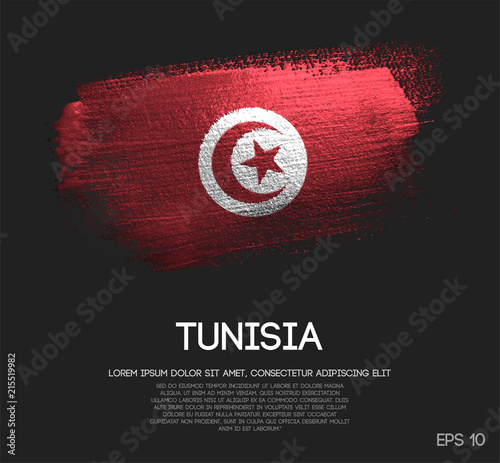 Tunisia Flag Made of Glitter Sparkle Brush Paint Vector