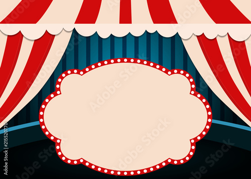 Poster Template with retro circus banner. Design for presentation, concert, show