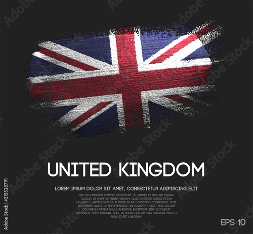 United Kingdom Flag Made of Glitter Sparkle Brush Paint Vector