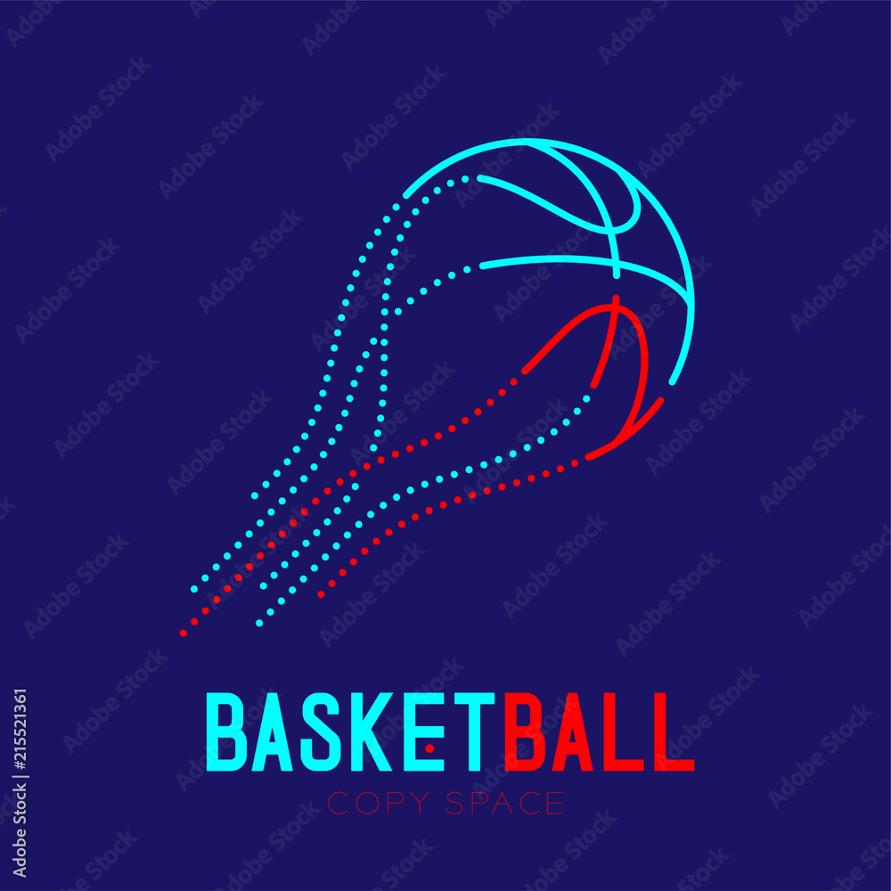 Basketball shooting logo icon outline stroke set dash line design
