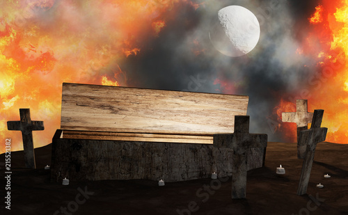 graveyard open coffin with ...