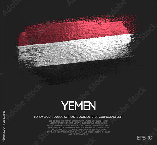 Yemen Flag Made of Glitter Sparkle Brush Paint Vector