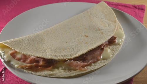 Obraz na plátne piadina with raw ham and stracchino