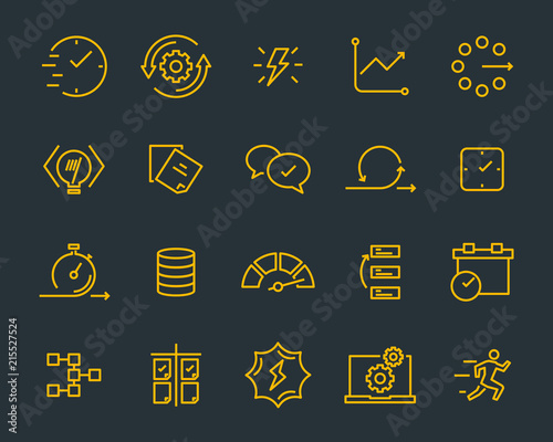 simple set of vector line icon, contain such lcon as speed, agile, boost, process, time and more