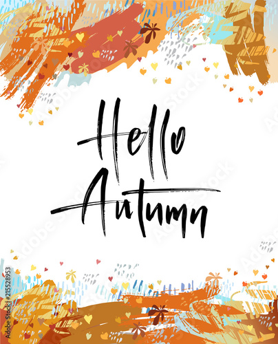 Hello Autumn brush lettering.