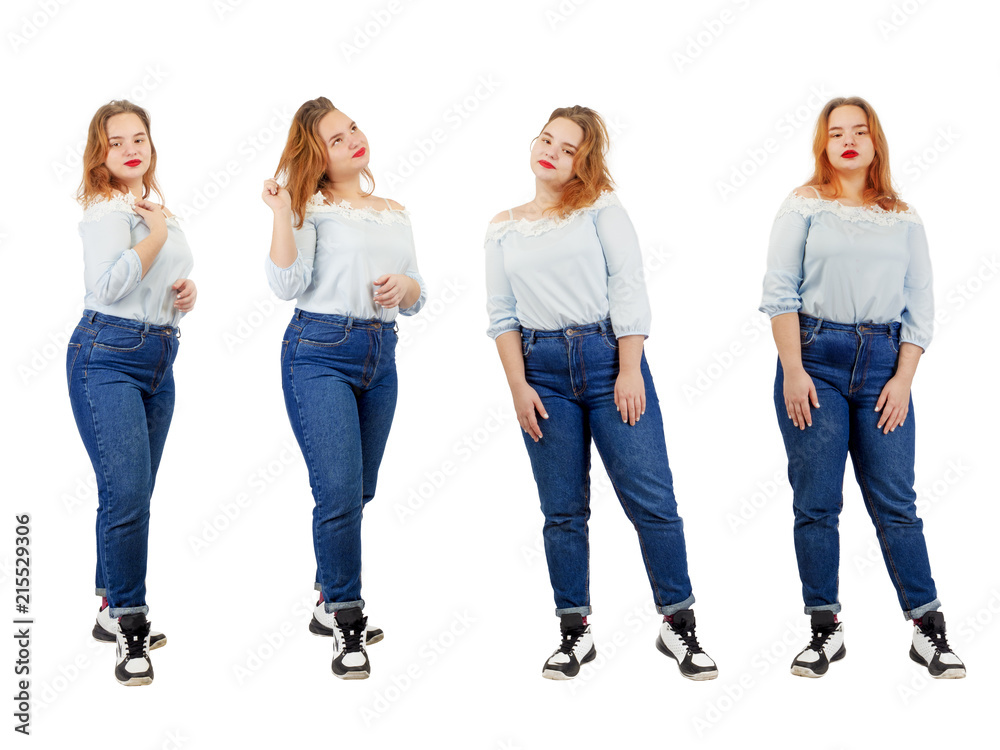 Overweight young woman, full length portrait. Isolated on white Overweight young woman, full length portrait. Isolated on white