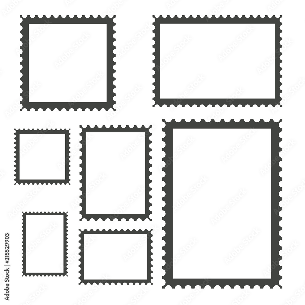 Blank Postage Stamps Collection, stock vector illustration
