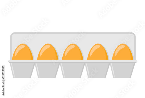 Chicken eggs in a tray on white, stock vector illustration