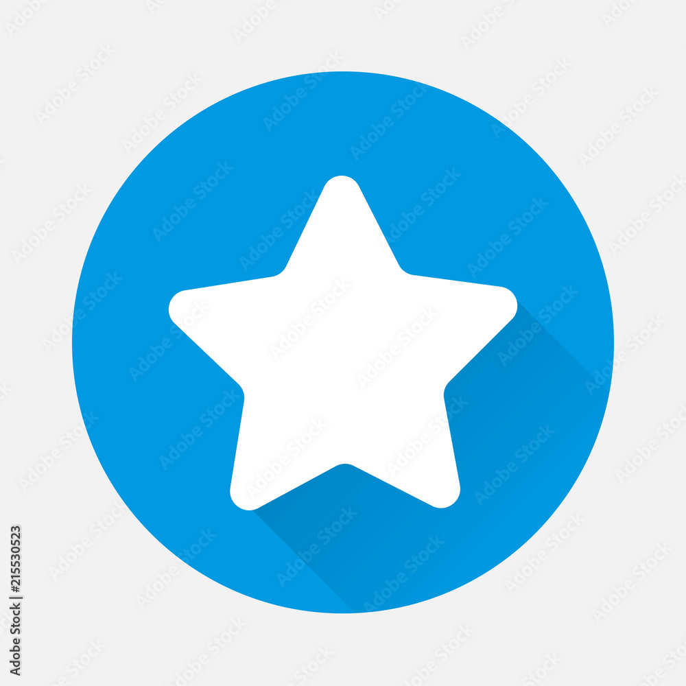 Vector icon five-pointed star with rounded ends.Five-pointed star on blue background. Flat image soup a with long shadow. Layers grouped for easy editing illustration. For your design. Vector icon five-pointed star with rounded ends.Five-pointed star on blue background. Flat image soup a with long shadow. Layers grouped for easy editing illustration. For your design.