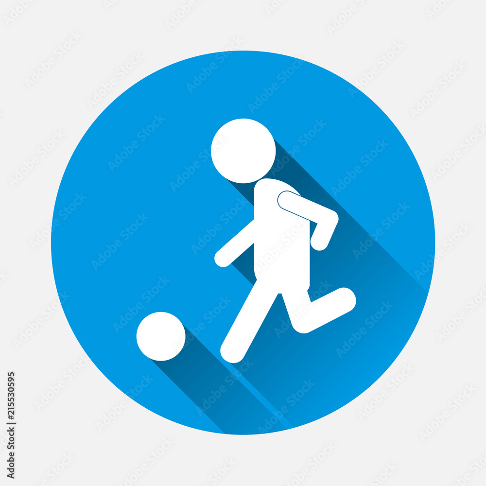 Man playing ball vrctor icon. Soccer player. Football player with a flat shadow. Layers grouped for easy editing illustration. For your design. Man playing ball vrctor icon. Soccer player. Football player with a flat shadow. Layers grouped for easy editing illustration. For your design.