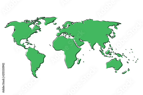 Stylized green sketch map of the world