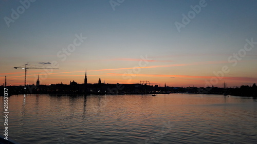 coucher de soleil sur Stockholm