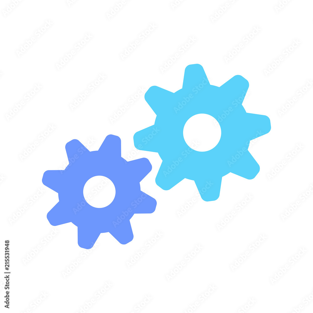 Gears icon. flat style. isolated on white background Gears icon. flat style. isolated on white background