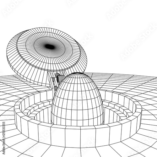 Cover rocket silo intercontinental ballistic missile. Wireframe low poly mesh vector illustration