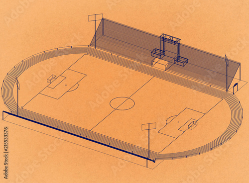 football stadium - Retro Architect Blueprint