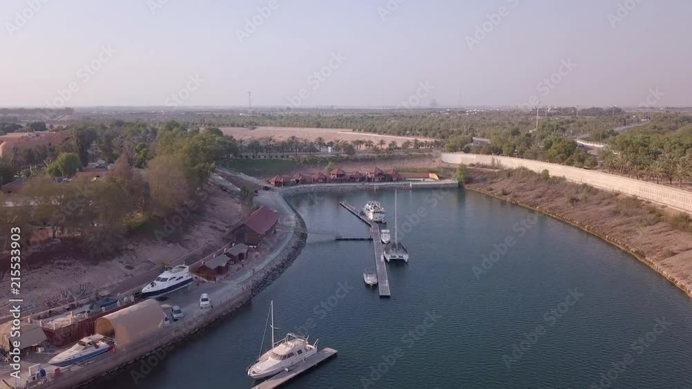 Beautiful drone view over mavelous boat dock in Abu Dhabi. Forvard camera movement. Beautiful drone view over mavelous boat dock in Abu Dhabi. Forvard camera movement.