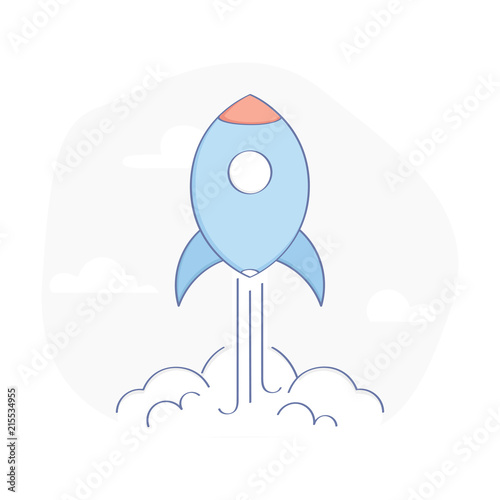 Rocket Launch. New idea, business startup launch,  project start-up development and launch a new innovation product on a market