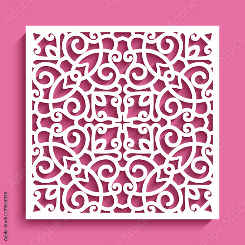 Cutout paper panel with square lace pattern