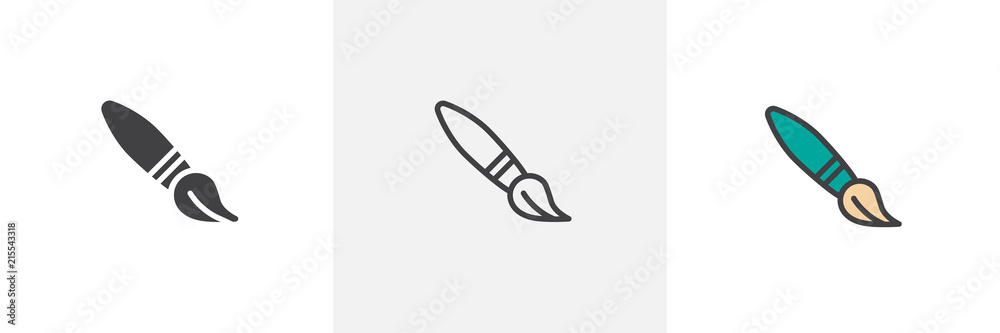 Paint brush icon. Line, solid and filled outline colorful version, outline and filled vector sign. Symbol, logo illustration. Different style icons set. Pixel perfect vector graphics Paint brush icon. Line, solid and filled outline colorful version, outline and filled vector sign. Symbol, logo illustration. Different style icons set. Pixel perfect vector graphics