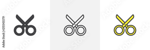 Scissors icon. Line, solid and filled outline colorful version, outline and filled vector sign. Cut symbol, logo illustration. Different style icons set. Pixel perfect vector graphics