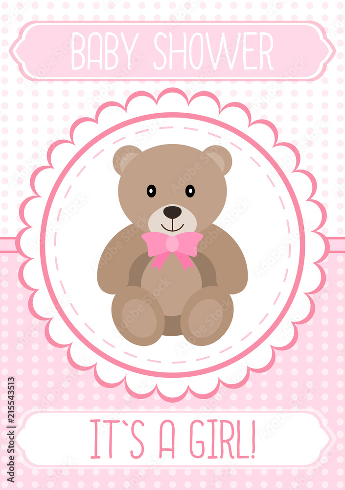 Baby shower card. Baby girl. Baby shower card. Baby girl.