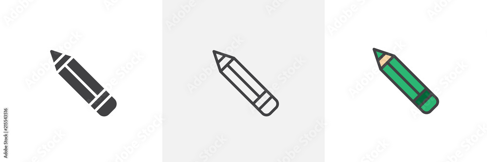 Pencil icon. Line, solid and filled outline colorful version, outline and filled vector sign. Symbol, logo illustration. Different style icons set. Pixel perfect vector graphics Pencil icon. Line, solid and filled outline colorful version, outline and filled vector sign. Symbol, logo illustration. Different style icons set. Pixel perfect vector graphics