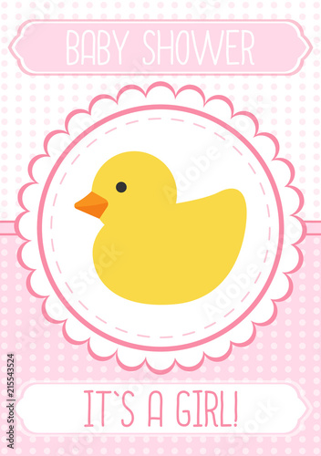 Baby shower card. Baby girl. © reddish