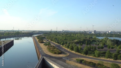 Wallpaper Mural Eco power. Wind turbines generating electricity. The sluice, ship elevator Magdeburg Torontodigital.ca