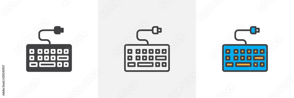 Computer keyboard icon. Line, solid and filled outline colorful version, outline and filled vector sign. Symbol, logo illustration. Different style icons set. Pixel perfect vector graphics Computer keyboard icon. Line, solid and filled outline colorful version, outline and filled vector sign. Symbol, logo illustration. Different style icons set. Pixel perfect vector graphics