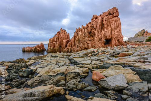 Red Rocks (called "Rocce Rosse") of Arbatax in dramatic mood, Sardinia, Italy
