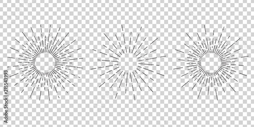 Vector isolated vintage sun rays for decoration and covering on the transparent background. Concept of sunburst and retro design.