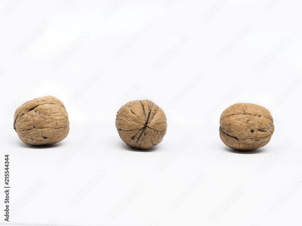 Three walnut isolated on white background Three walnut isolated on white background