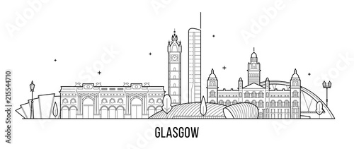 Glasgow skyline Scotland UK vector city buildings