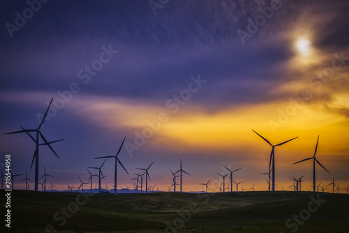 Windmills at sunset in Rio Vista, California