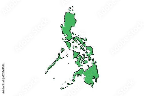 Stylized green sketch map of Philippines