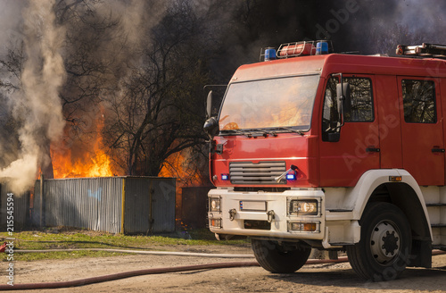 fire fighting vehicle in fire fighting