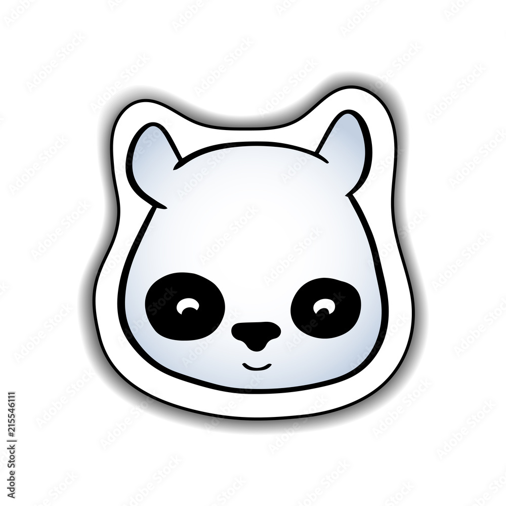 Cute panda animal face vector sticker with shadow on white background. Chinese symbol animal icon. Cute panda animal face vector sticker with shadow on white background. Chinese symbol animal icon.