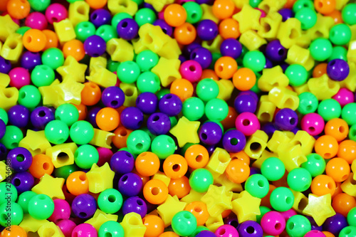 a scattering of colorful beads