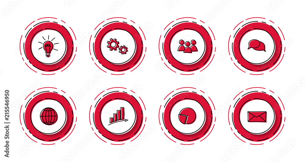 Set of hand drawn icons with business symbols. Vector. Set of hand drawn icons with business symbols. Vector.