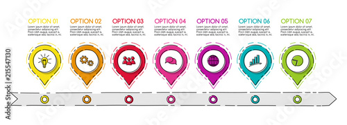 Company timeline - business infographic template with hand drawn icons. Vector.