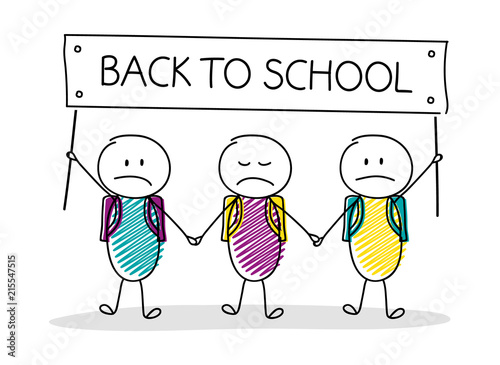 Back to school - concept with hand drawn stickman. Vector.