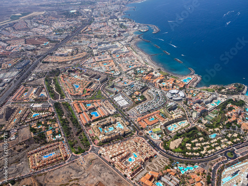 Aerial view of the south side of the Tenerife Island, including playa de las americas © Stephen Davies