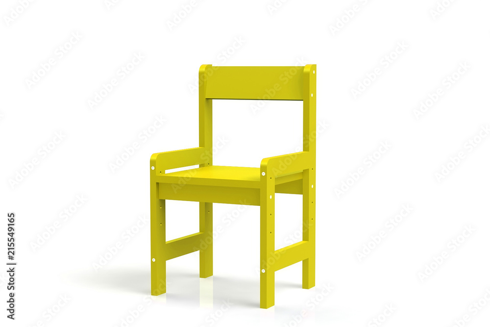 Little child wooden chair on a white background. 3D-model rendering chair. Little child wooden chair on a white background. 3D-model rendering chair.