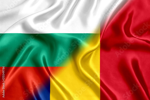 Bulgaria and Romania flag silk photo